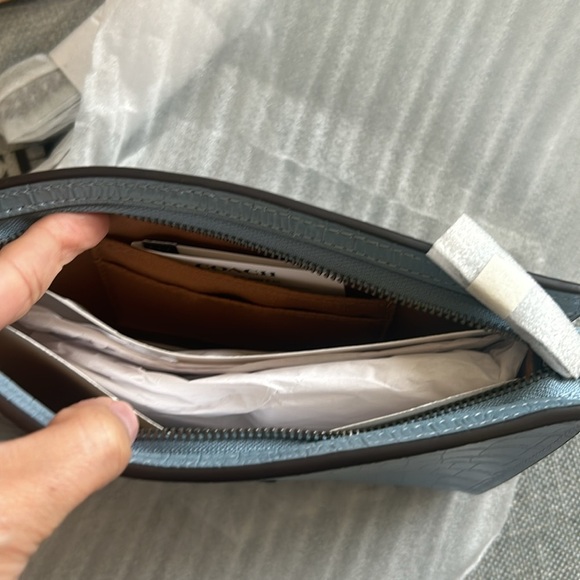 Coach Klare Crocodile Embossed Leather Crossbody Bag in Cornflower Blue - Picture 5 of 11